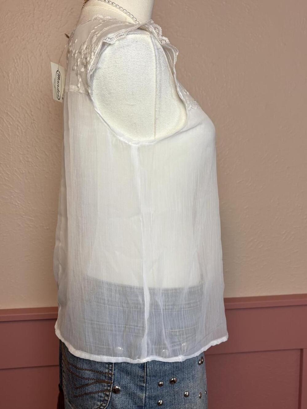 lolita white lace sheer top mandee sz small fairy cottage dolly - Picture 5 of 8